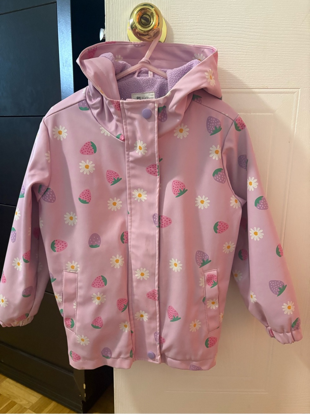 Pl Kids Kids Pink Strawberry & Daisy Hooded Raincoat 5 years